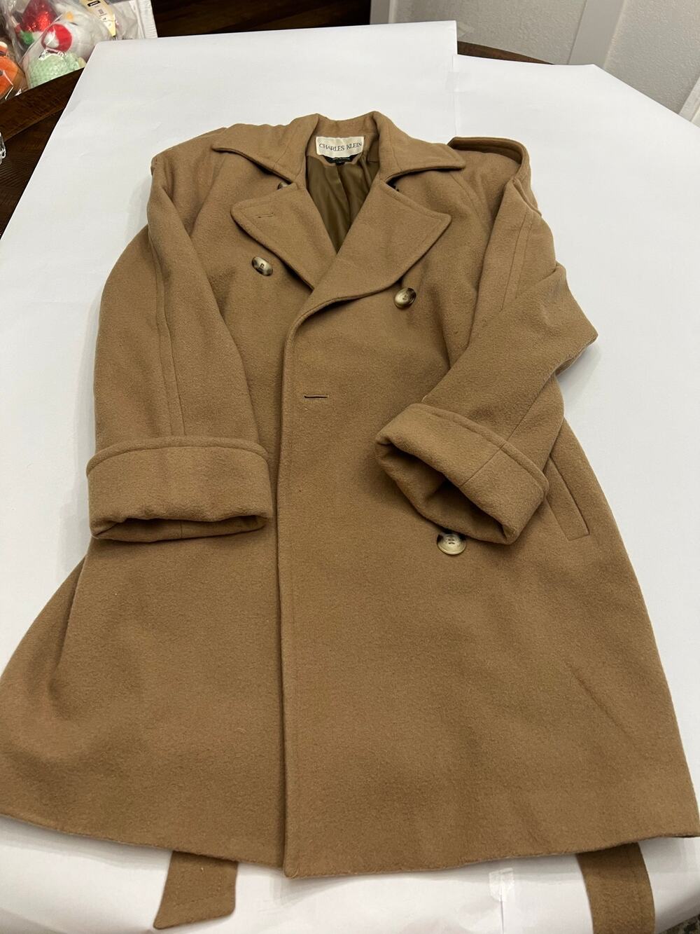 Charles Klein Women’s Camel Tan Belted Coat, Size 8